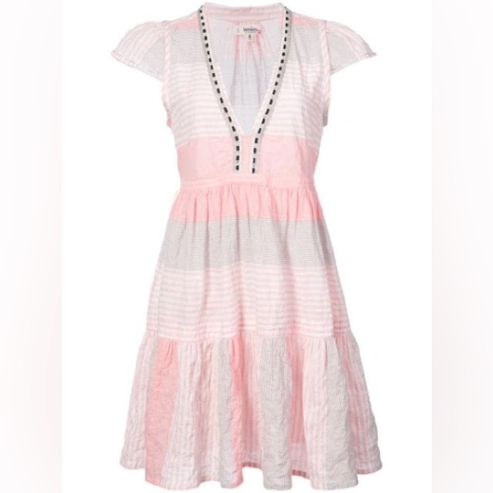 Lemlem Pink and White Striped Cotton Mini Dress